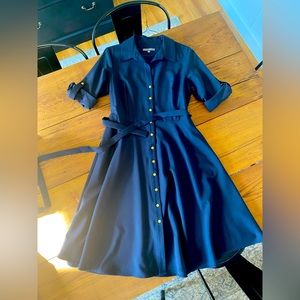 Navy dress. Button front. Never worn.